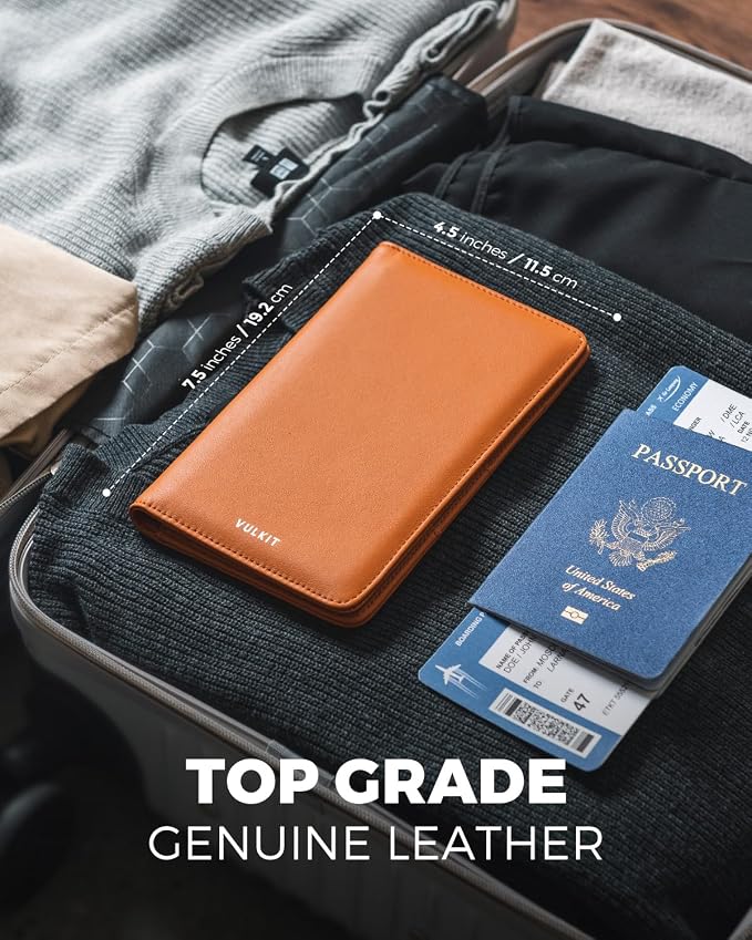 VULKIT Passport Holder Wallet RFID Blocking Travel Wallet - Image 4