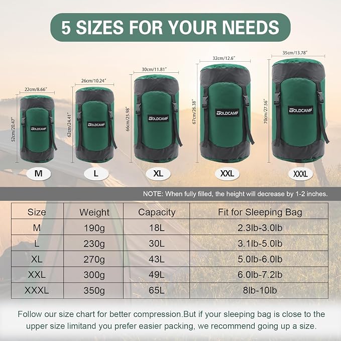 GOLDCAMP Compression Sack for Sleeping Bag Store Ultralight Sleeping Bag - Image 3
