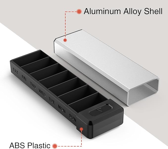 HEIYING Pill Organizer with Aluminum Shell - Image 2