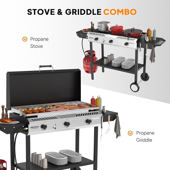 ROVSUN 3 Burner Outdoor Propane Gas Stove - Image 2