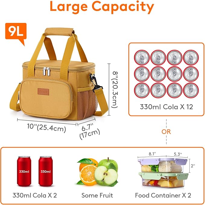 Lifewit Medium Lunch Bag Insulated Lunch Box Soft Cooler Cooling Tote - Image 4