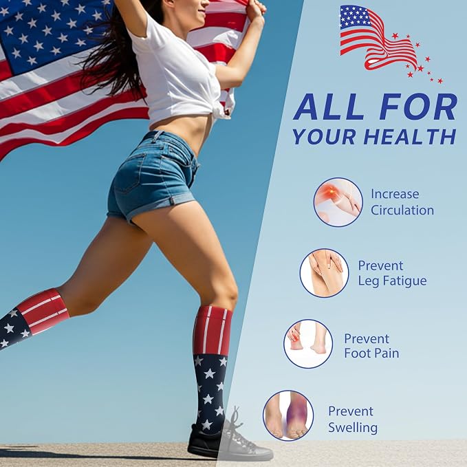 Compression Socks for Women Men Circulation Knee High 8 Pairs for Nurses - Image 2