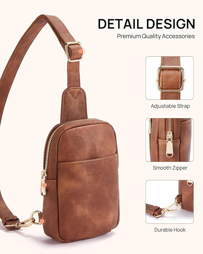 Telena Small Sling Bag for Women Leather Crossbody Fanny Packs Chest Bag for - Image 5