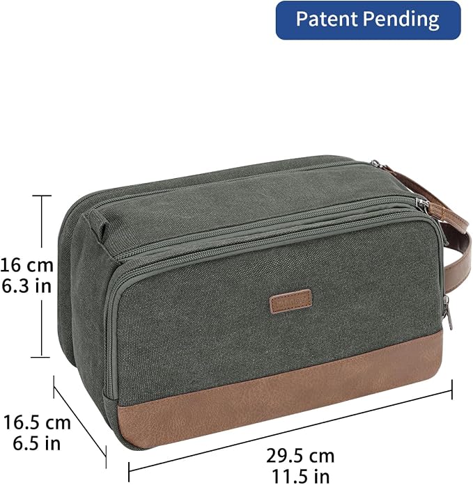 WANDF Toiletry Bag for Men Travel Toiletry Organizer Canvas and Leather Dopp - Image 8