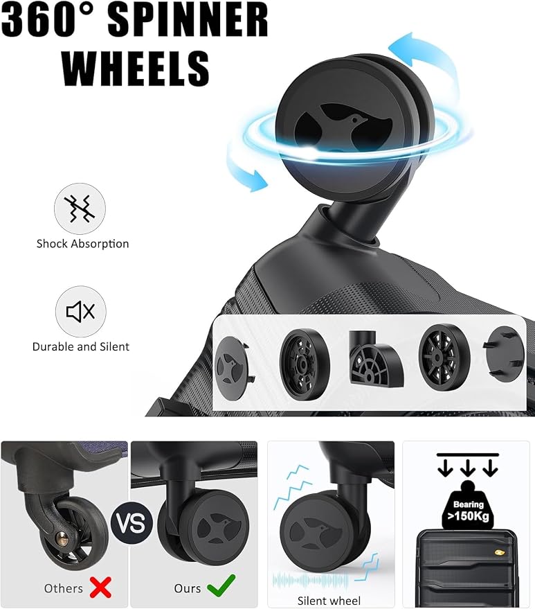 28 Inch Luggage with Spinner Wheels, Large Hard Shell Suitcase, Lightweight PP - Image 4