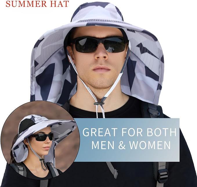 Sun Hat for Men Women with Neck Flap, UPF 50+ UV Protective Hiking Fishing Hats - Image 2