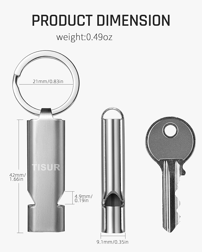 TISUR Loud Emergency Whistles, 130db+ Lifeguard Safety Whistle Keychain - Image 2
