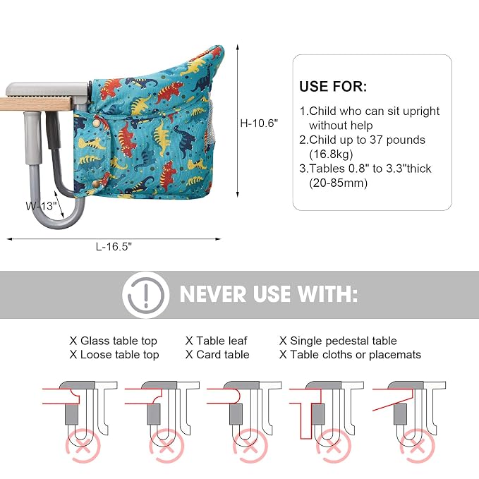 Hook On Chair, VEEYOO Clip On High Chair Folding Fast Table Chair - Image 7