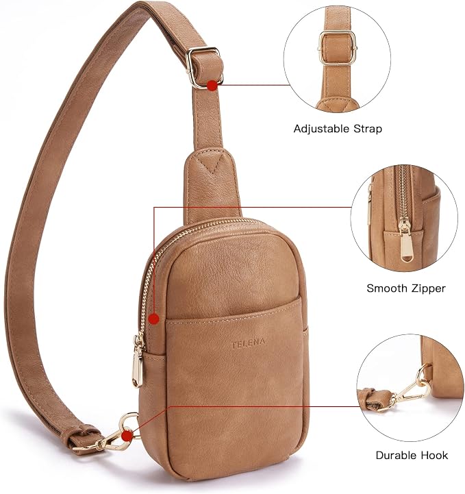 Telena Small Sling Bag for Women Leather Crossbody Fanny Packs Chest Bag for - Image 4