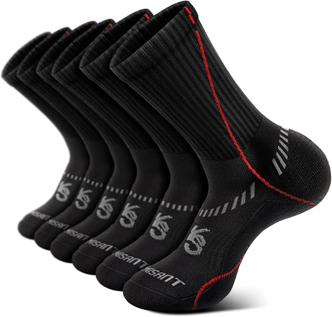 BULLIANT Compression Socks for Men 6Pairs, Athletic Crew Socks Cushioned For by BULLIANT