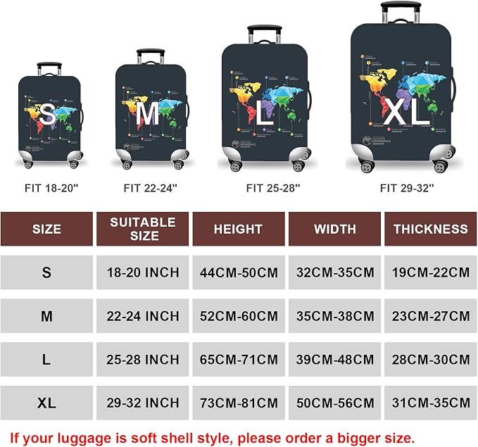 WUJIAONIAO Travel Luggage Cover Baggage Suitcase Cover Protector Skins 18-32 - Image 5