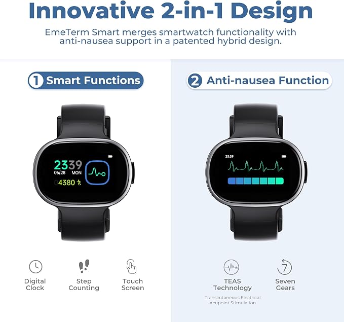 EmeTerm Smart FDA-Cleared Anti-Nausea Wristwatch Touchscreen IP67 Waterproof - Image 2