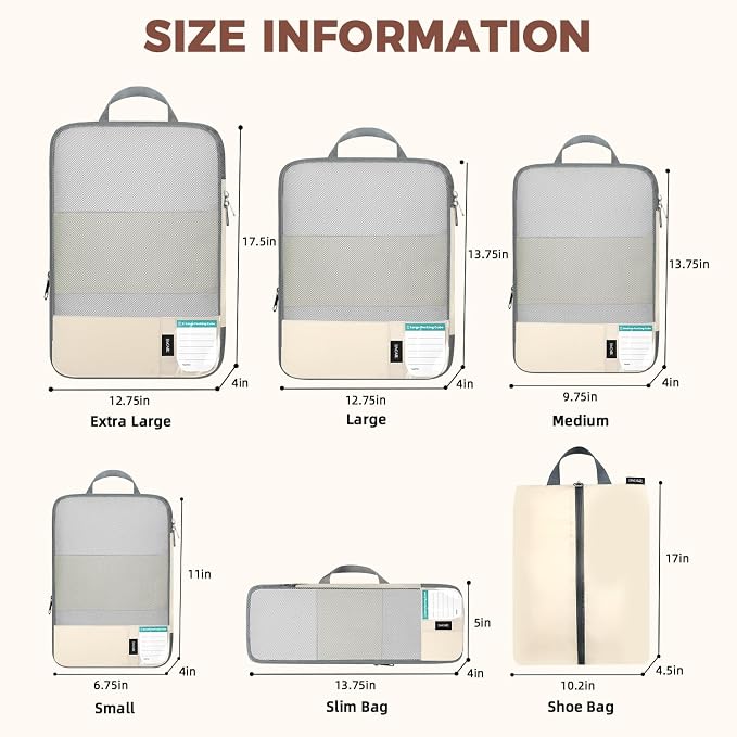 BAGAIL 6 Set/4 Set Lightweight Compression Packing Cubes - Image 4