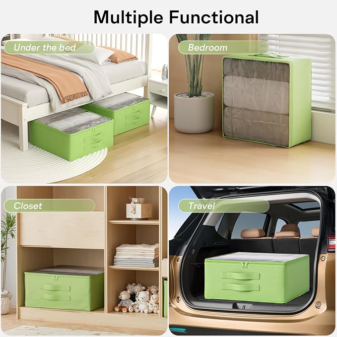 Clothes Storage Bags, Foldable Thick Fabric Blanket Storage Bags, Large Clear - Image 5