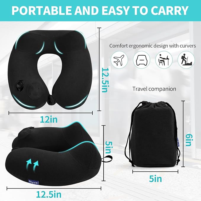 2 Pack Inflatable Travel Neck Pillows - Image 3
