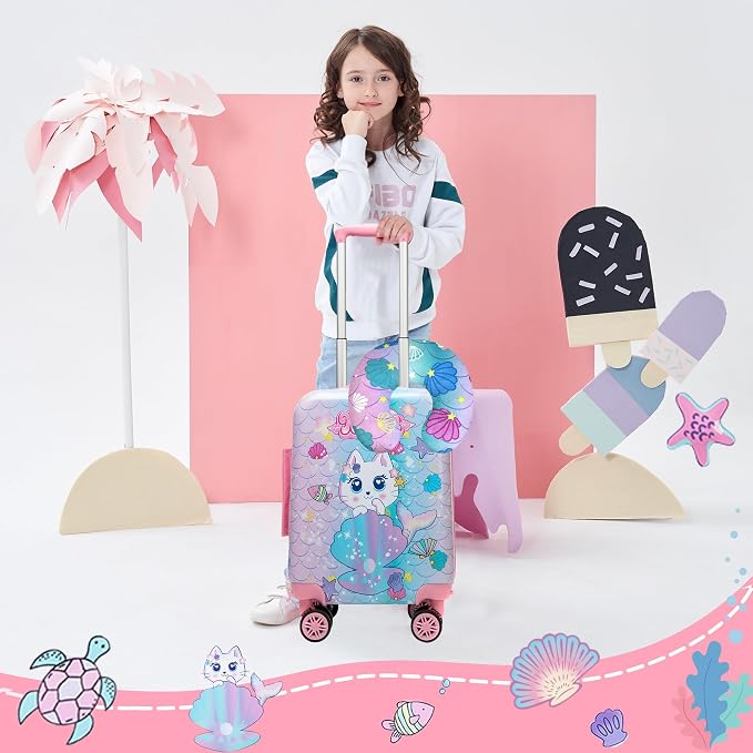 Cute Cat Kid’s Luggage Set 2 Piece Suitcase Set 16" Hardside Luggage - Image 5