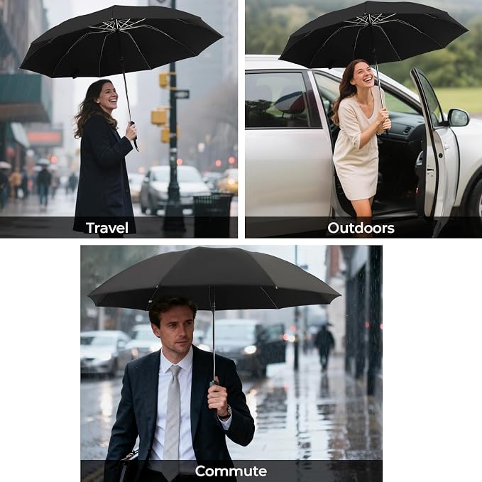 LLanxiry Compact Travel Umbrella, Mini Windproof Umbrellas - Image 8