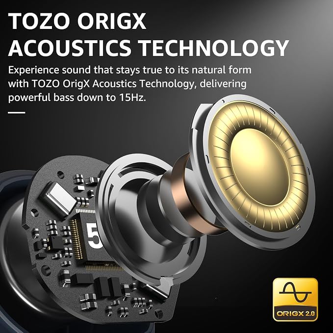 TOZO NC9 Hybrid Active Noise Cancelling Wireless Earbuds, 6 Mics ENC Clear Call - Image 2