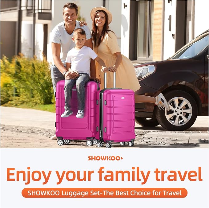 SHOWKOO Luggage Sets Expandable PC+ABS Durable Suitcase Sets Double Wheels TSA - Image 2