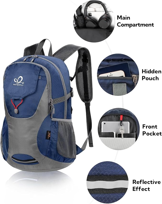 WATERFLY Lightweight Packable Hiking Backpack: 30L Foldable Travel Daypack - Image 3