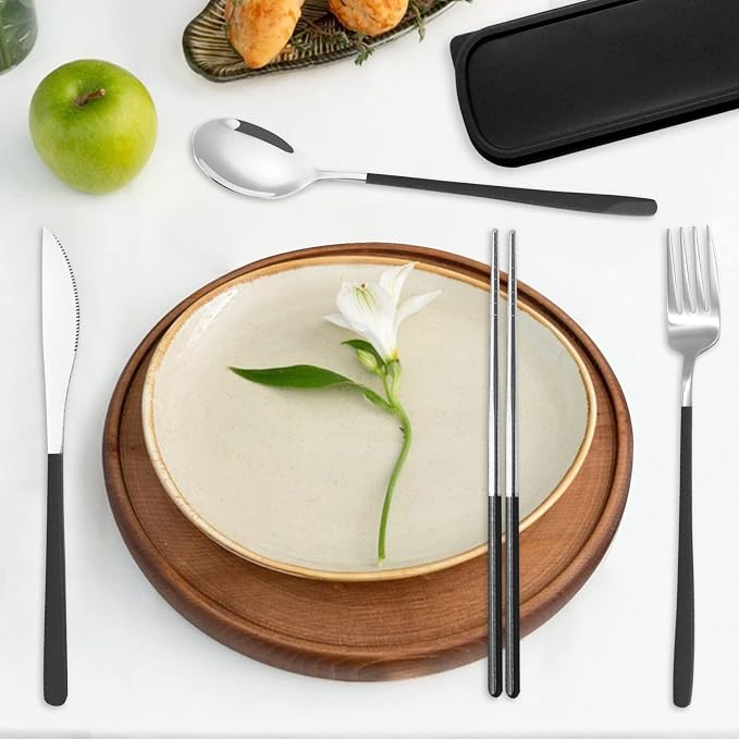 Reusable Utensils with Case, Travel Silverware Set with Case, 18/8 Stainless - Image 2