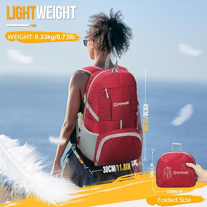 ZOMAKE Lightweight Packable Backpack 35L, Light Foldable Backpacks Water - Image 2
