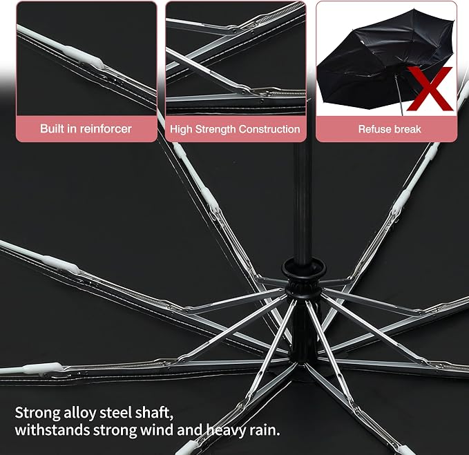 Color Glue Coating Sun Umbrella UV Protection Compact Folding Windproof - Image 4