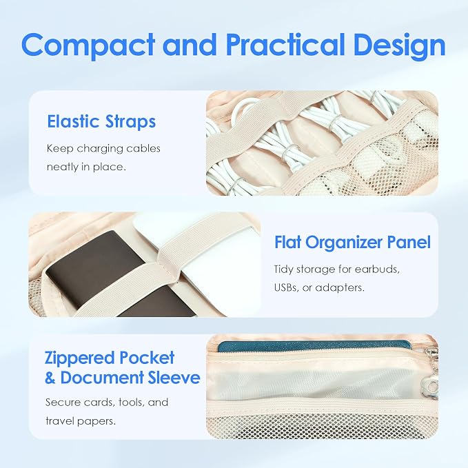 LENTION Cable Organizer Bag, Electronics Accessories Organizer, Waterproof - Image 5