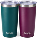 SUNWILL Travel Coffee Mug with Lid, 20 oz Tumbler Set of 2, Insulated Stainless by SUNWILL