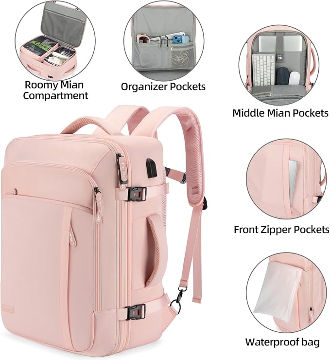 Travel Laptop Backpack, 42L Carry on Luggage, Flight Approved Expandable - Image 5