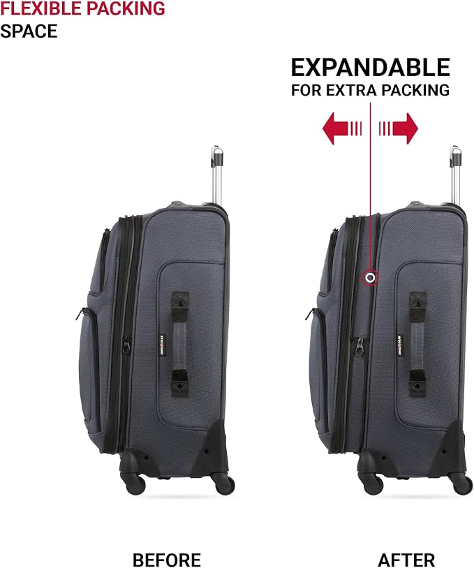 SwissGear Sion Softside Expandable Luggage, Dark Grey, 2-Piece Set - Image 5