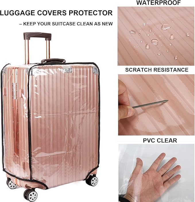 30-inch Luggage Cover Protector Clear PVC Waterproof Suitcase Covers, Travel - Image 2