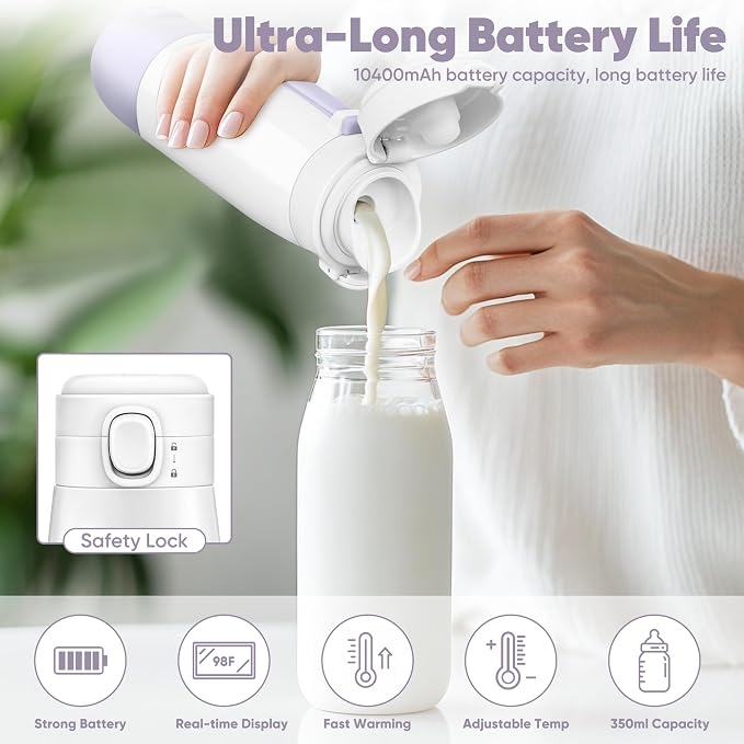 Portable Bottle Warmer for Travel, Portable Milk Warmer for Baby-12oz Ceramic - Image 5