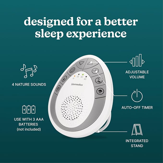 Homedics Rejuvenate Traveler White Noise Sound Machine, Portable Sound Machine - Image 3