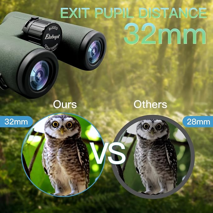 8x32ED Compact Binoculars for Adults – High-Powered BAK4 Prisms, Diamond White - Image 6