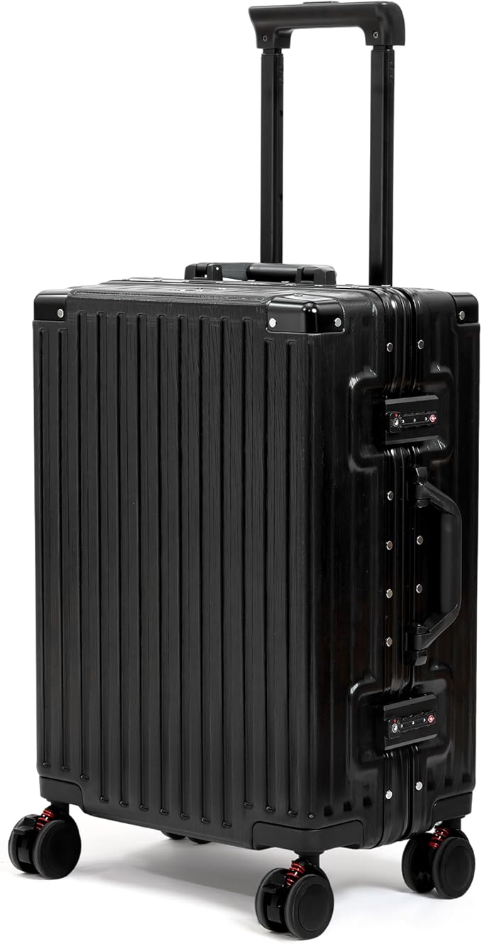 24 Inch Luggage With Spinner Wheels, Aluminum Frame Zipperless Suitcase by VentureVault