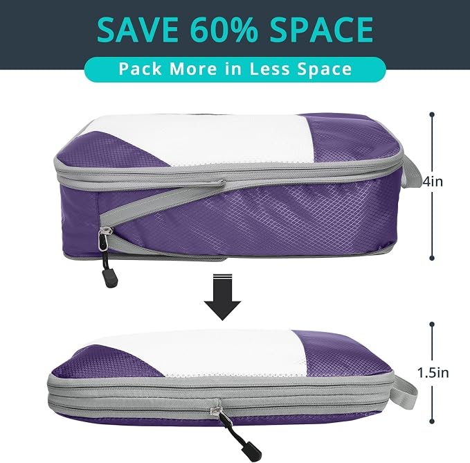 Compression Packing Cubes 6 Set, Compressible Space-Saving Packing Cubes - Image 2