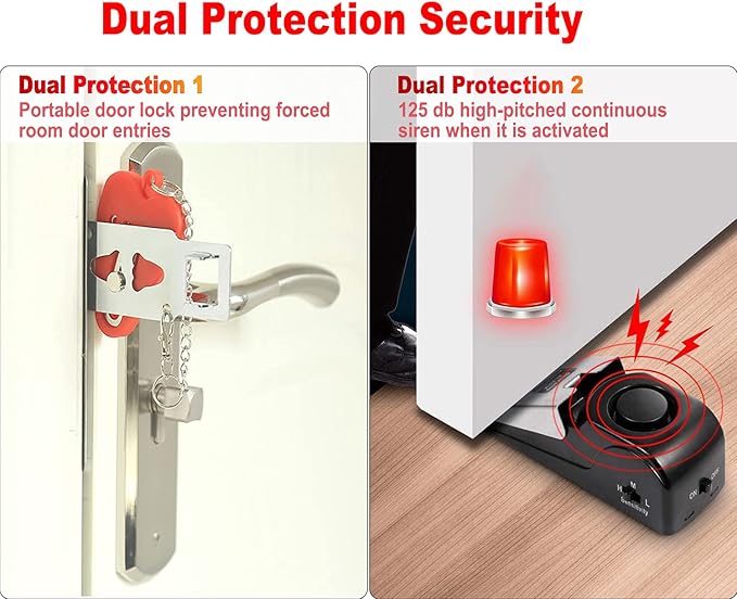 MBBEST Portable Door Lock & Door Stop Alarm, Dual Protection Security Devices - Image 2