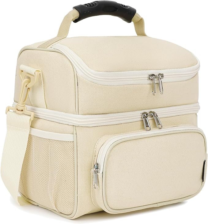 FlowFly Double Layer Cooler Insulated Lunch Bag Adult Lunch Box Large Tote Bag by FlowFly