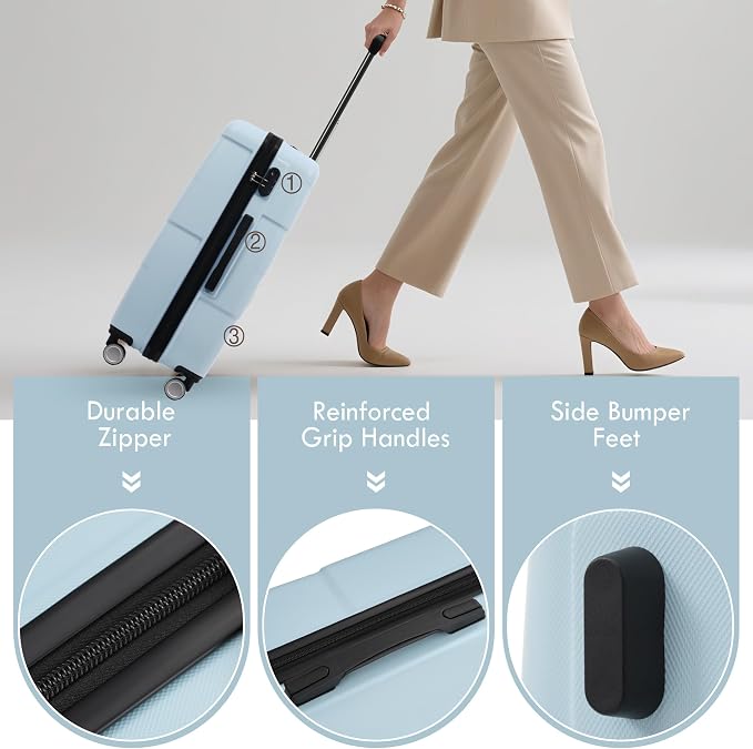 Merax Luggage Sets of 3 Piece Carry on Suitcase Airline Approved, Hardcase - Image 4
