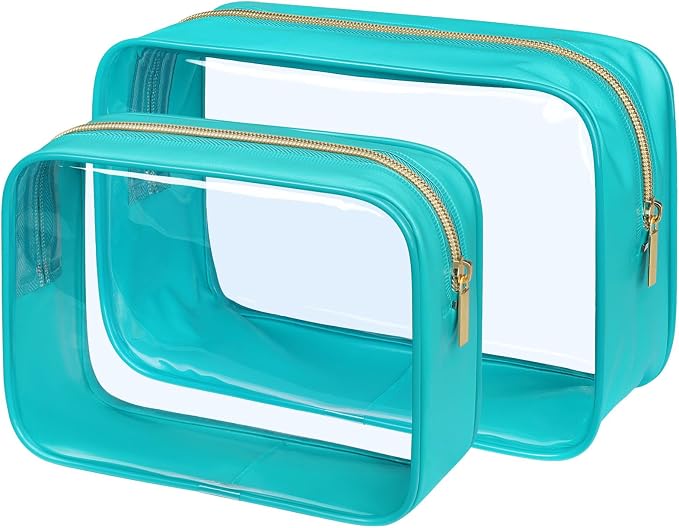 PACKISM Clear Makeup Bag, 2 Pack Upgrade Color-Edged TSA Approved Toiletry Bag by Packism