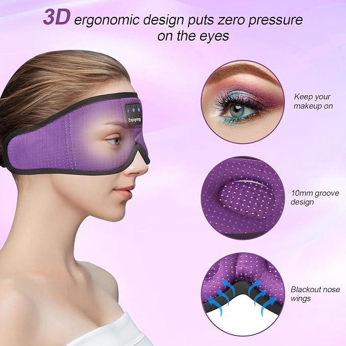 Sleep Headphones, Sleep Mask Bluetooth Wireless Music Eye Mask, Sleeping Mask - Image 2