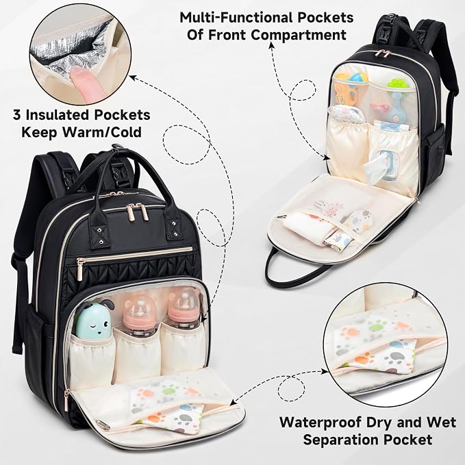 Diaper Bag Backpack, Stylish Baby Diaper Bag, Waterproof Travel Diaper - Image 3