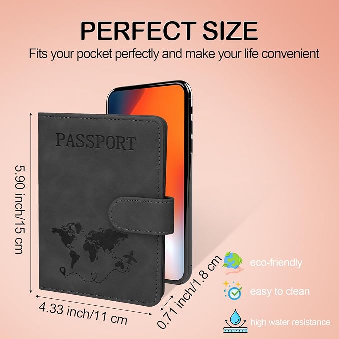Passport Holders, RFID Blocking Credit Card Holder, PU Leather Vaccine Card - Image 2