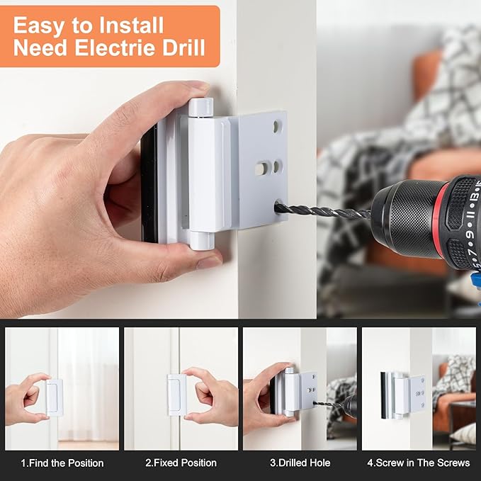 2 Pack Home Security Door Lock, Childproof Door Reinforcement Lock, - Image 3