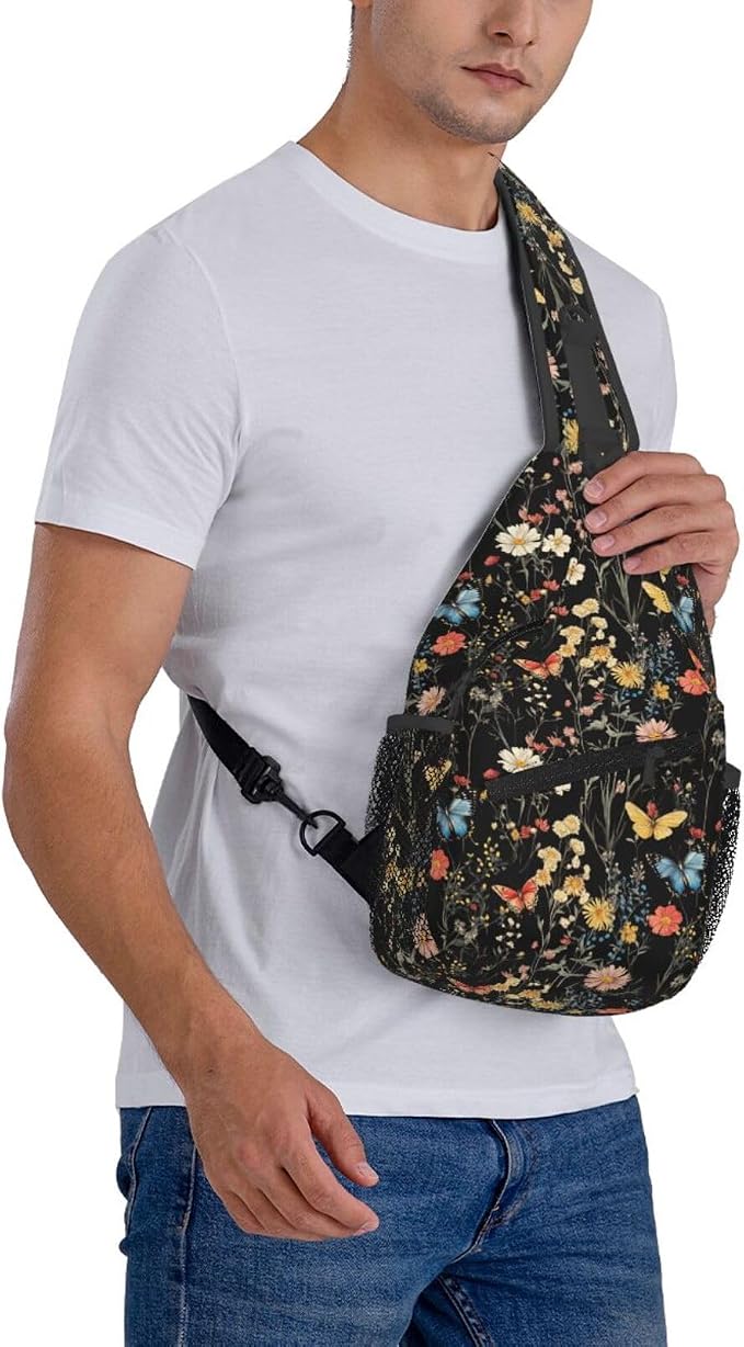 SUPLUCHOM Sling Bag Wildflower Botanical Butterfly Flower Hiking Daypack - Image 8