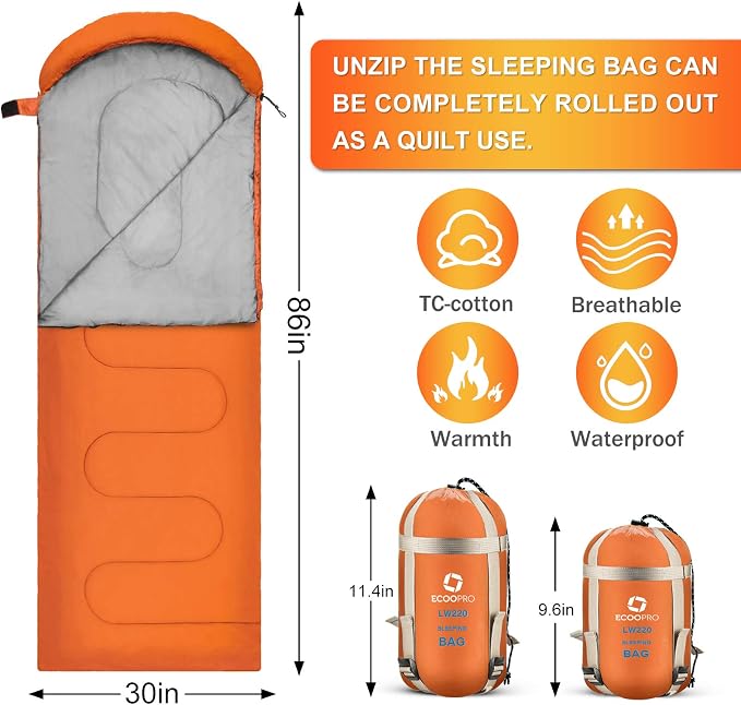 ECOOPRO Warm Weather Sleeping Bag - Image 2