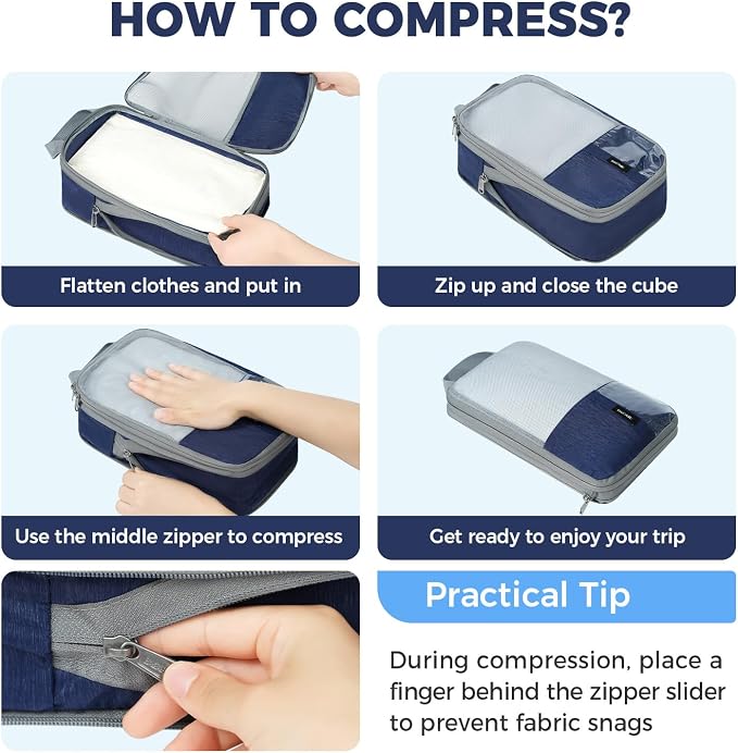 BAGAIL 6 Set/4 Set Lightweight Compression Packing Cubes - Image 5