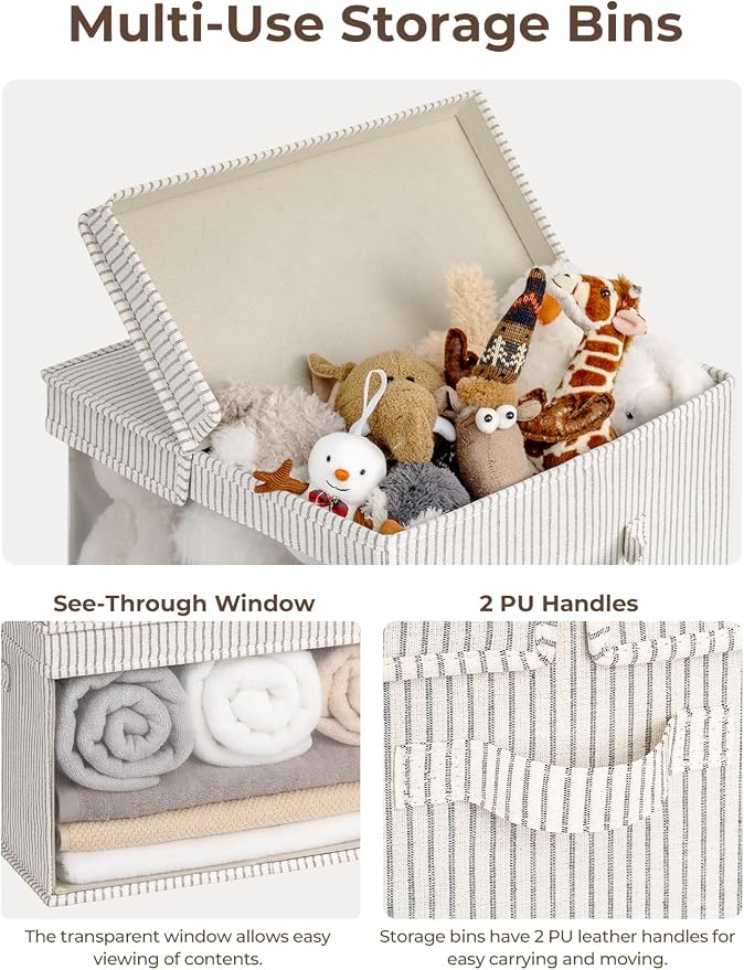 StorageWorks Storage Bins with Lid and Clear Window, Fabric Storage Boxes with - Image 3