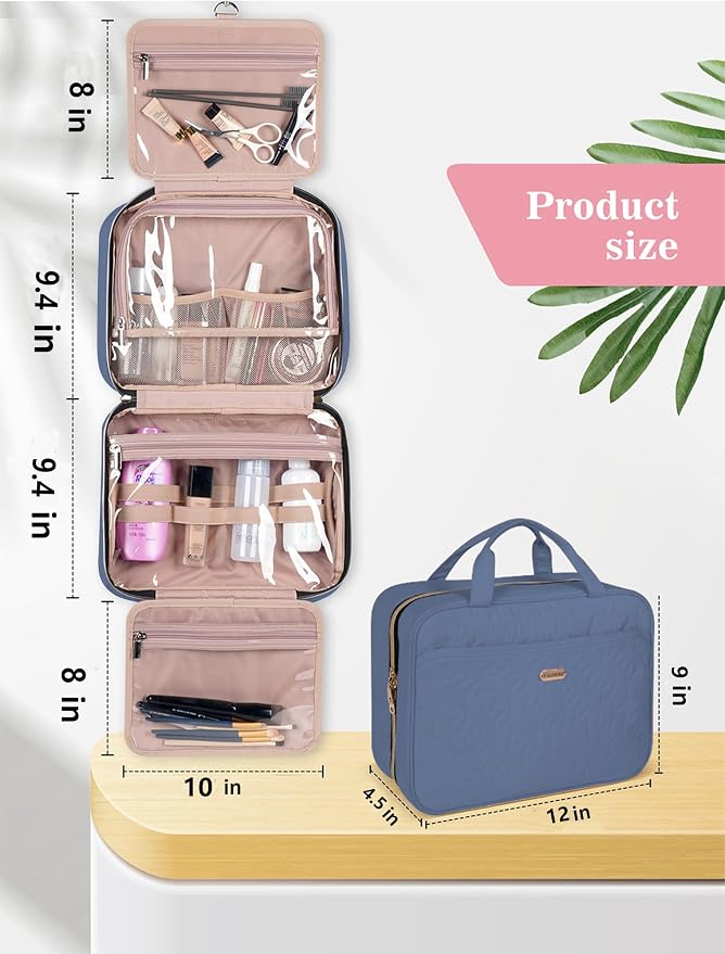 Blue Toiletry Bag, Makeup Organizer, Travel Bag - Image 2